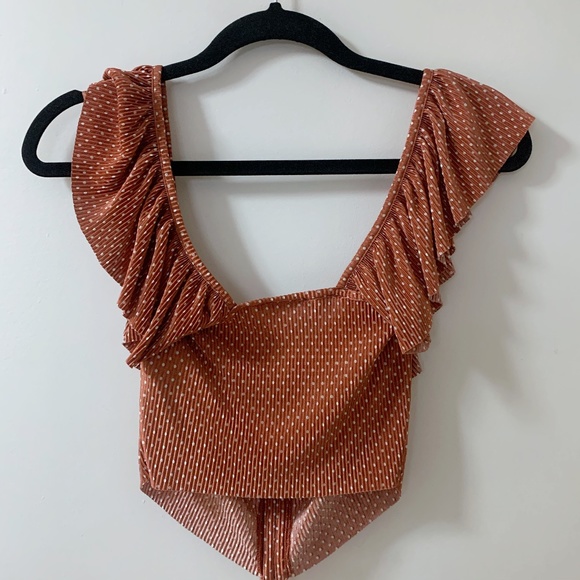 NWOT Zara Ruffle Rust Crop Top - Picture 5 of 5